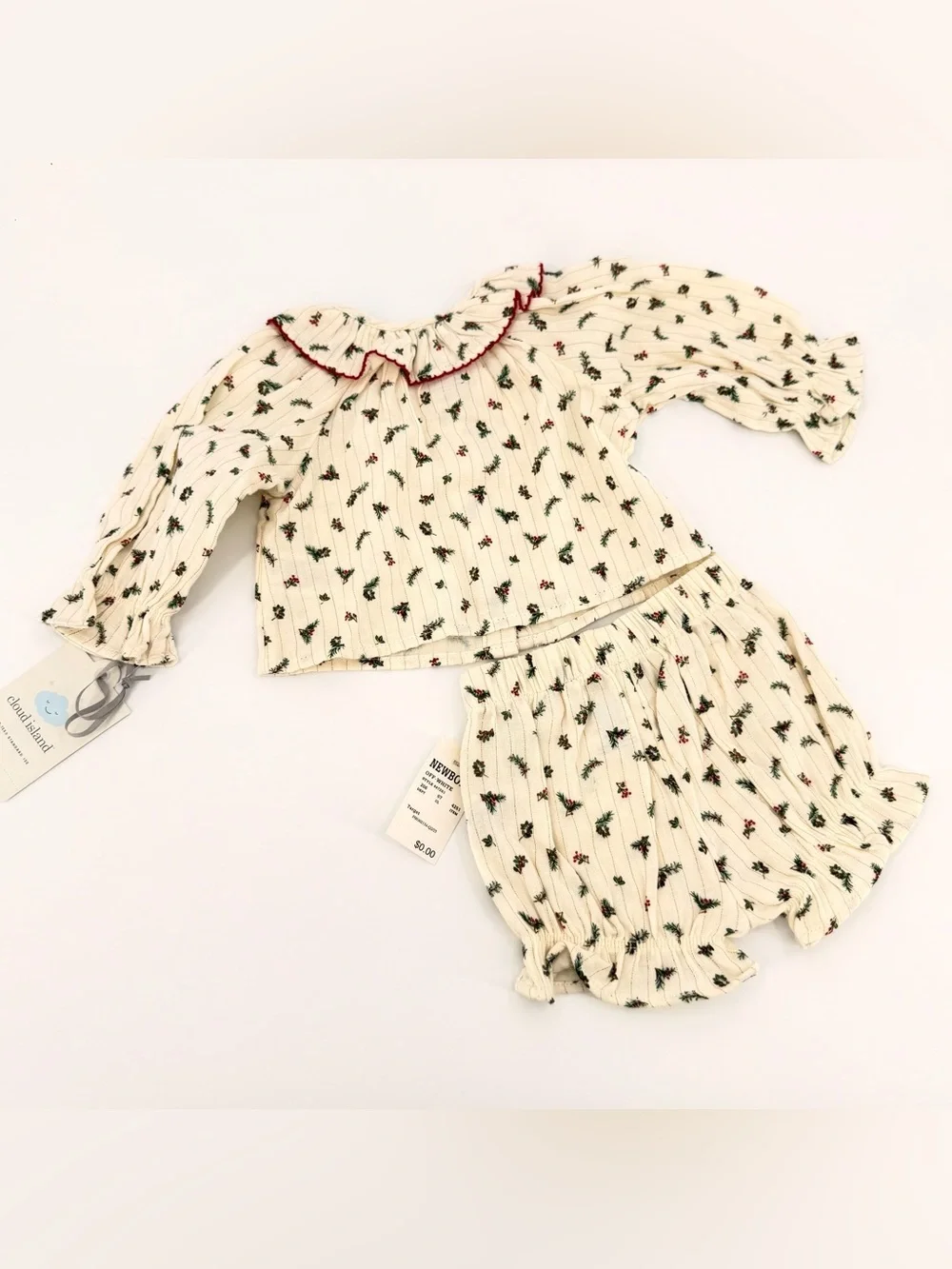 Cloud Island Newborn Christmas Holiday 2 Piece Outfit Set Floral NWT